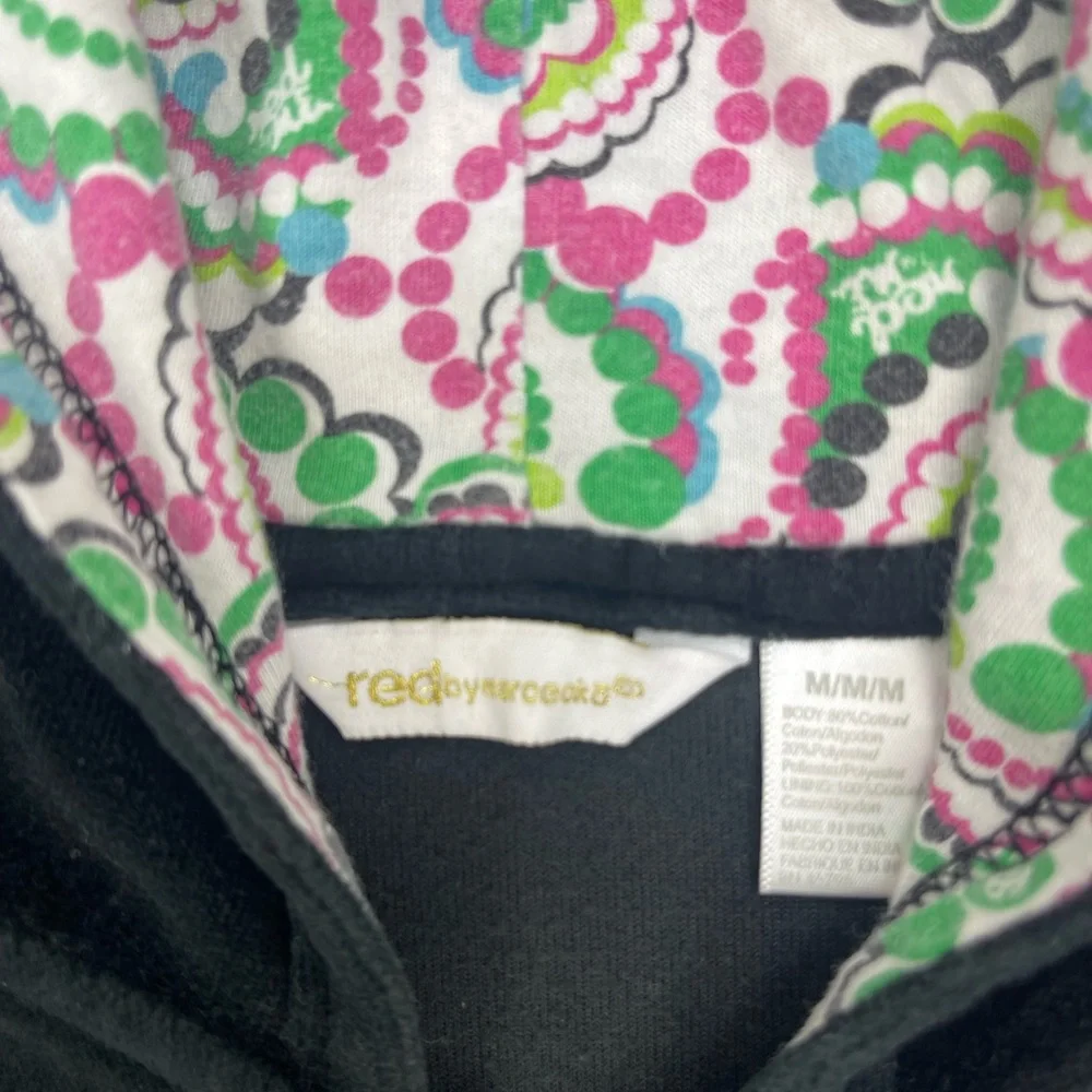 Marc Ecko Red by Marc Ecko Velour Zip Hoodie Black Pink Logo Girls M - Picture 4 of 6